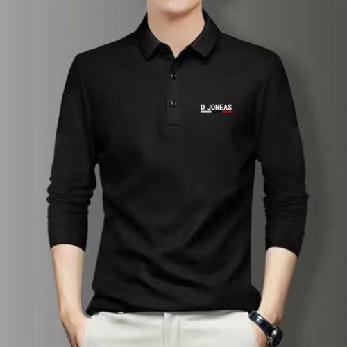 New middle-aged and young men's Polo shirt long-sleeved autumn and winter T-shirt large size logo logo stand-up collar button fashion business casual