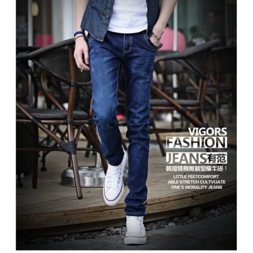 Autumn and winter elastic men's jeans men's slim black pencil pants men's casual Korean style trendy students all-match brand