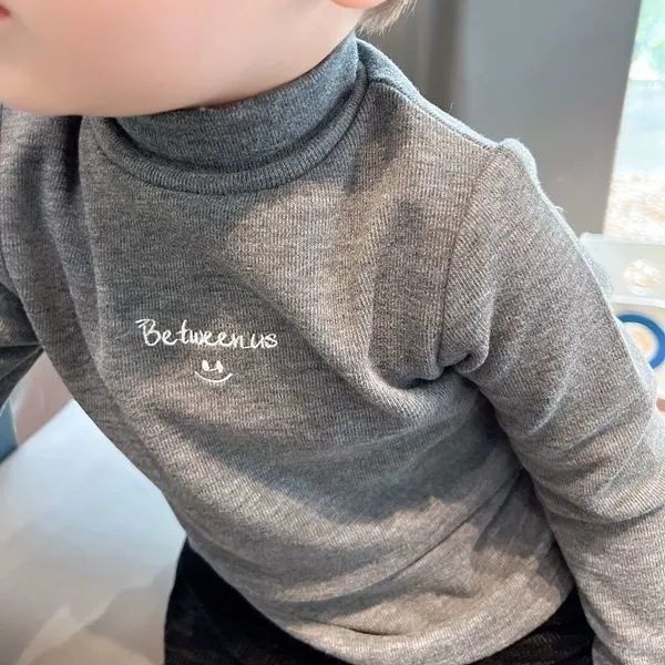 Children's new de velvet autumn and winter close-fitting bottoming shirt boys brushed warm autumn clothes middle and small children's middle collar t-shirt