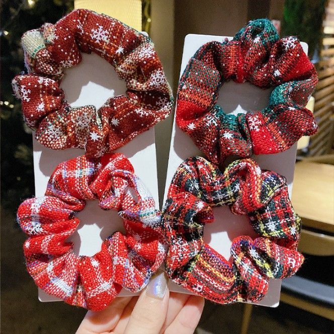 Christmas red plush large intestine hair circle head ornament cute fat intestine circle head rope girl net red autumn and winter style hair rope