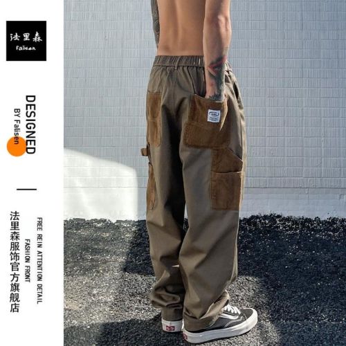 Japanese Straight Workwear Pants Men and Women Spring and Autumn American Style Retro Tide Brand Loose Ami Khaki Pocket Casual Pants