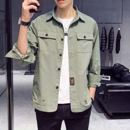 Tooling shirt men's Korean style trendy loose shirt ruffian handsome casual Hong Kong style handsome top trendy brand long-sleeved jacket