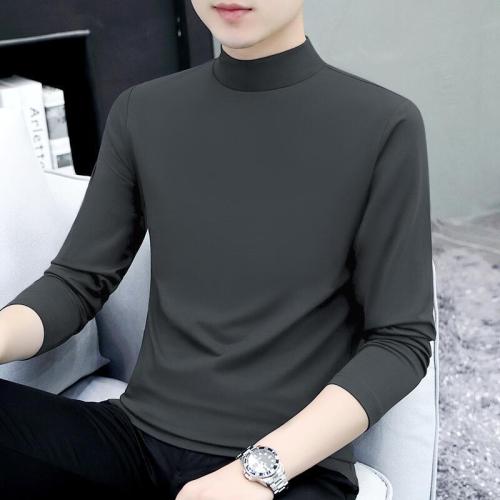 Pure cotton half-high collar bottoming shirt men's long-sleeved t-shirt solid color middle collar spring and autumn men's underwear t-shirt outerwear autumn clothes