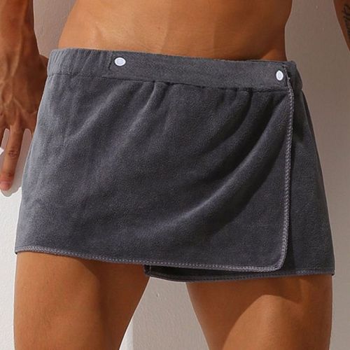 Men's sexy home short bath skirt absorbent wearable towel pants beach sexy bath skirt coral fleece anti-light