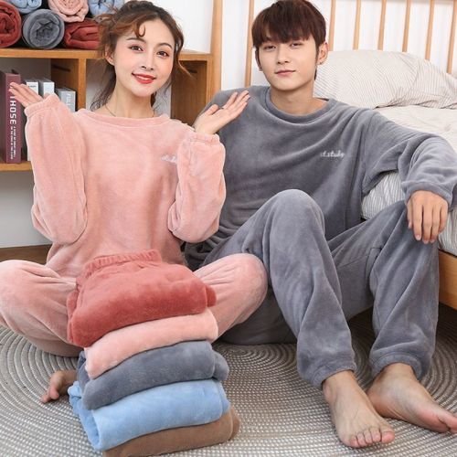 Fairy warm trouser suit men's and women's autumn clothing new pajamas winter thickened warm casual large size home service