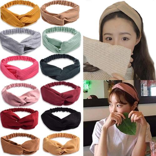 Ins net red with the same style of suede face wash headband temperament fashion solid color cross knitting hair accessories knitted headband