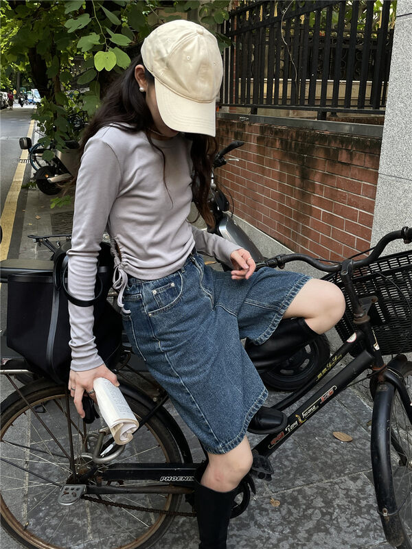 Original price 50.76! New in early autumn! [TN] Long-sleeved T-shirt with drawstring design on both sides 3155# CLS