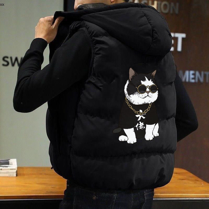Autumn and winter cotton vest men's vest winter cotton padded thickened loose cotton coat large size student waistcoat waistcoat jacket