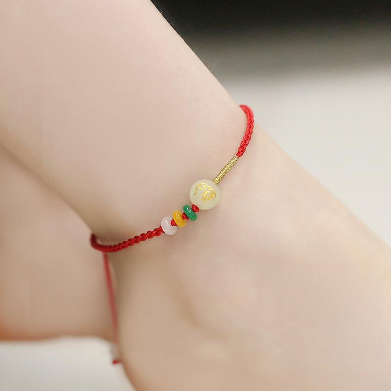 Birth year transshipment red rope luminous stone anklet sexy zodiac zodiac simple jewelry female Korean version bare chain