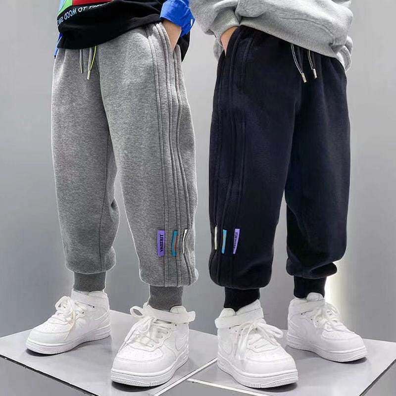 Boys' fleece pants autumn and winter 2022 sports pants for big boys new children's winter casual trousers baby pants