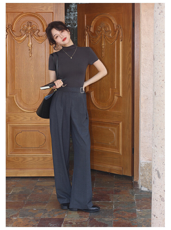 Original price 24.81! New winter models!  【WGWE】Half-neck high-stretch bottoming short-sleeved T-shirt 2898# FHX