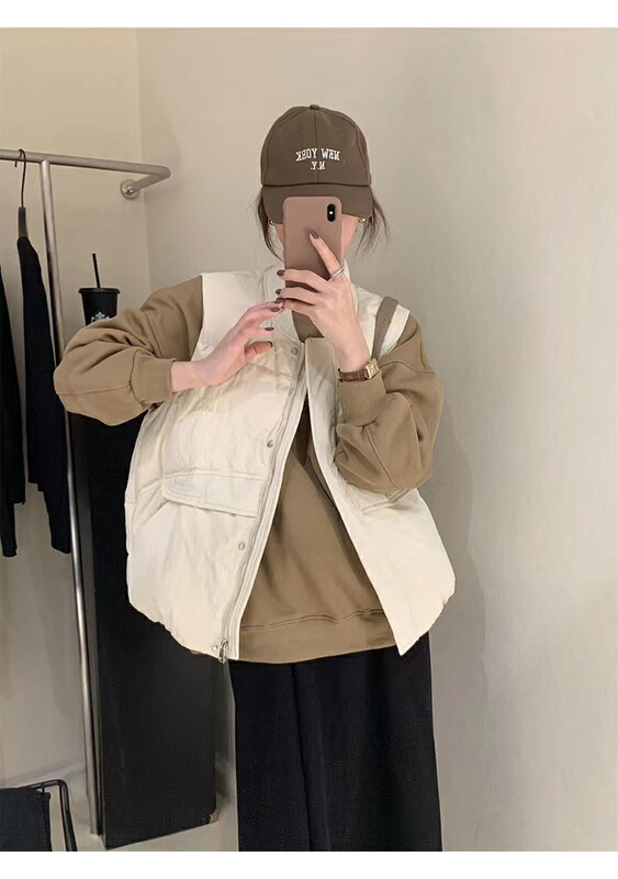【I-D】Korean style all-match thread collar down vest (with 90% white duck down) Y9022# L