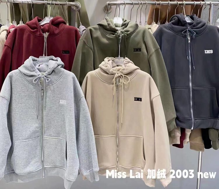 【HH &MISS LAI】Hooded zipper plus fleece comfortable sweater S2003# L