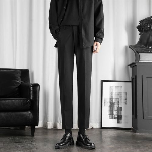 Spring and autumn nine-point suit pants men's drape sense non-ironing trousers Korean style trendy men's straight-leg pants Hong Kong style casual pants