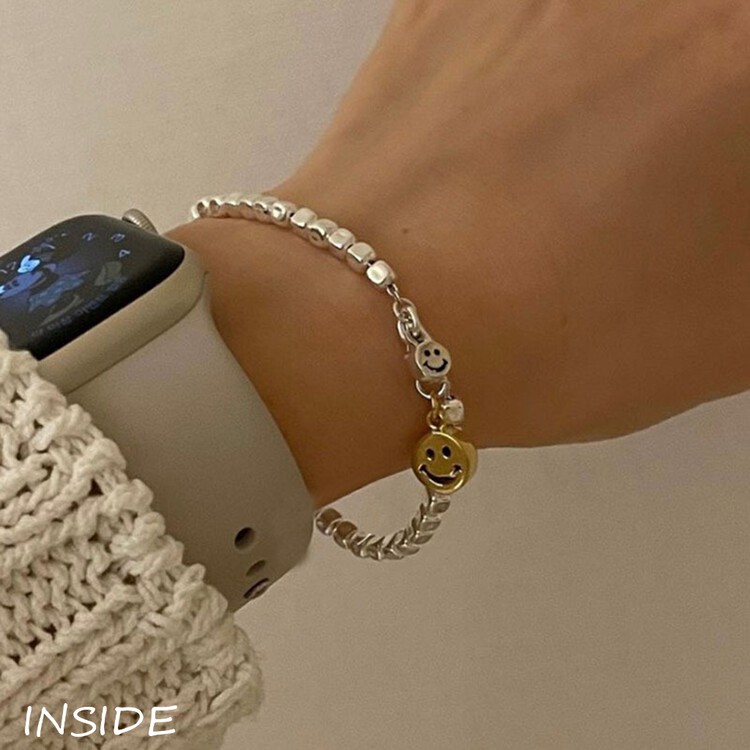 【INSIDE】Exquisite and simple niche design bumpy small square smiley smile bracelet (with random box) S3681# ZXL