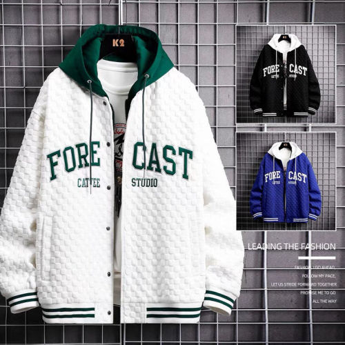 Trendy brand jacket cardigan jacket men's large size autumn and winter loose baseball uniform zipper fake two pieces all-match student couples