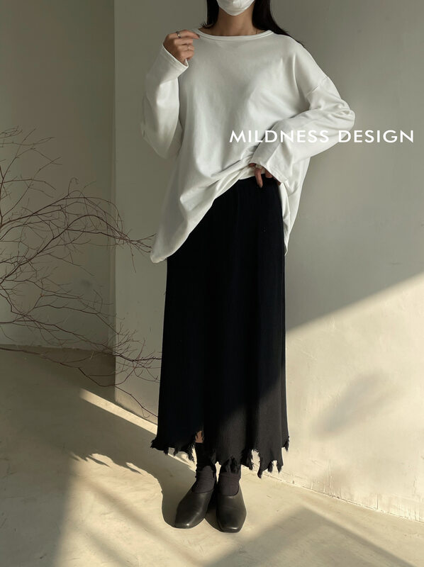 【MILDNESS】Rabbit fur edge design knitted skirt skirt M2009# FHX