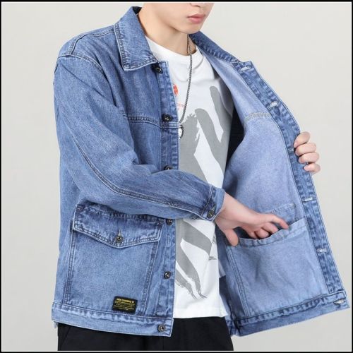 Men's denim jacket new spring and autumn trend loose large size all-match ruffian handsome trendy brand tooling jacket tops gown