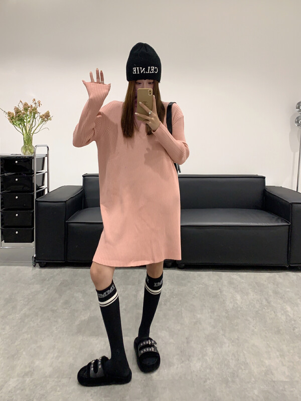 【VANESSA】Pit strip high collar drop shoulder sleeve long warm sweater 8505# OZQ