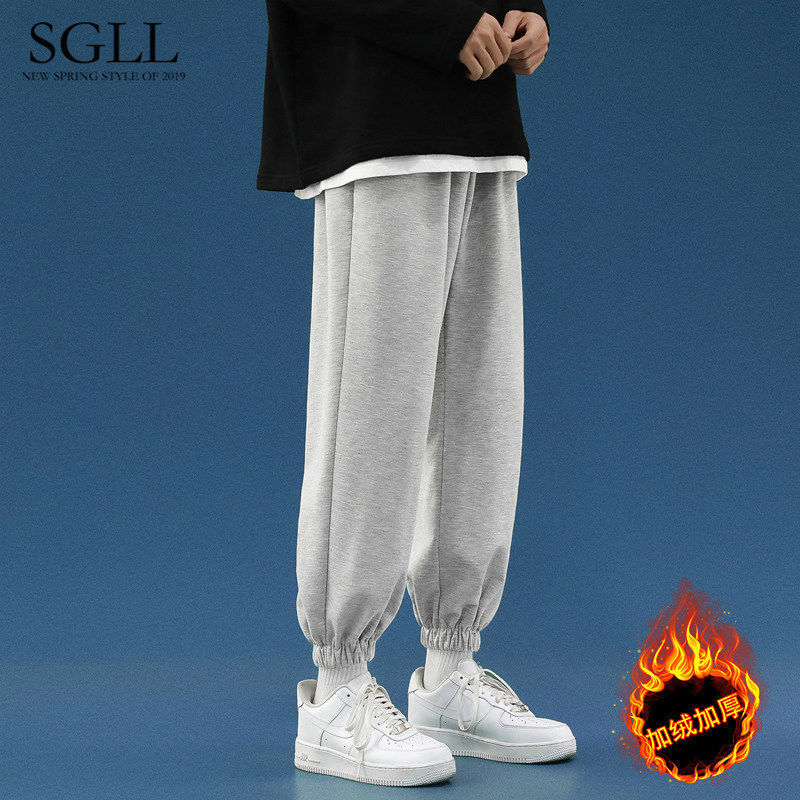 Winter plus velvet sports pants men's trend loose men's long pants loose plus fat plus size beam feet casual cotton pants