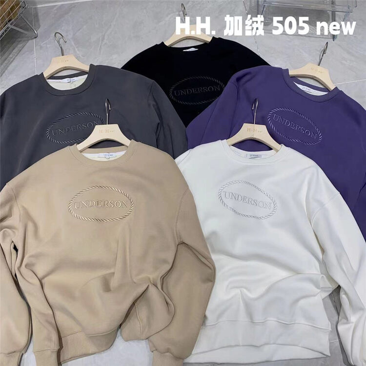 New for winter!【HH &MISS LAI】Comfortable pullover fleece sweater with round neck letters W505# L