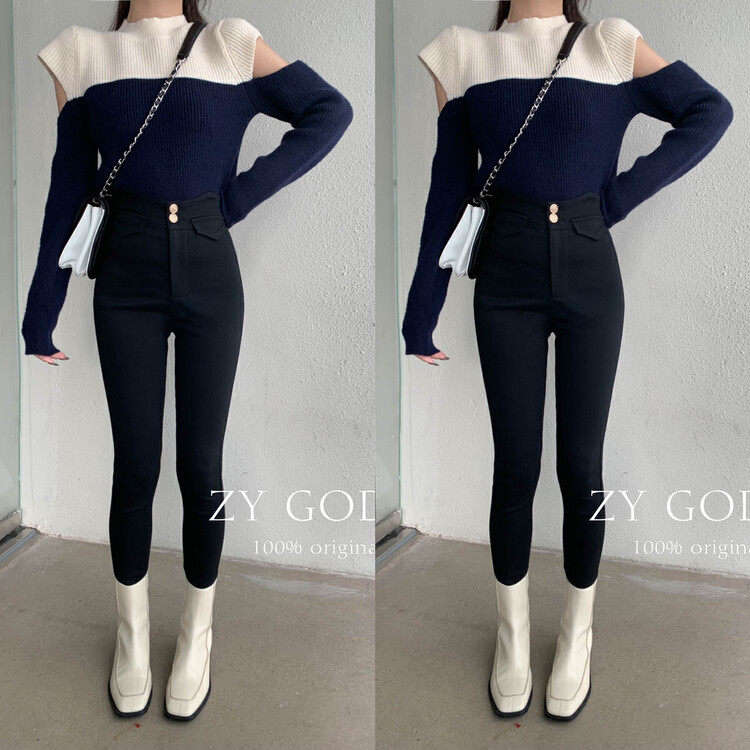 [ZY] High waist belt cover slim pants all-match magic pants explosive style leggings (supplement king magic pants) 28180