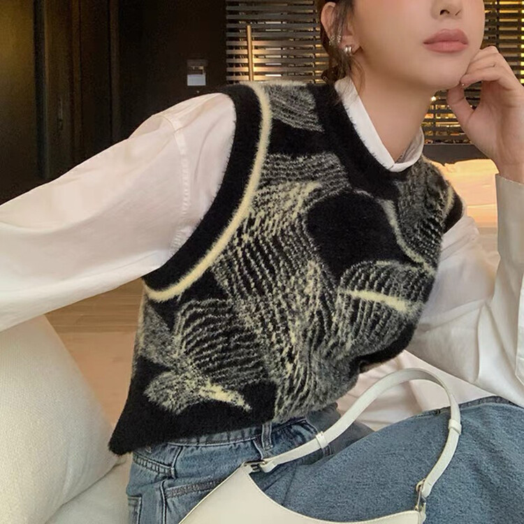【WGWE】Round neck loose pullover vest 3112# FHX