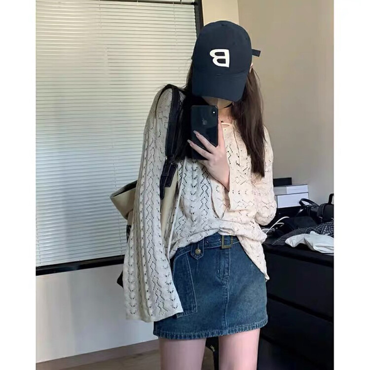 【WGWE】Korean version of the hot girl V-neck loose slim long-sleeved pullover 2022 knitted sweater 2535# FHX