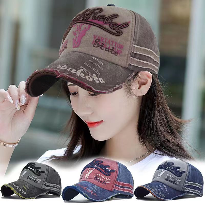 Hat men's spring and summer outdoor sports peaked hat women's casual all-match sunshade Korean embroidery baseball cap ins tide