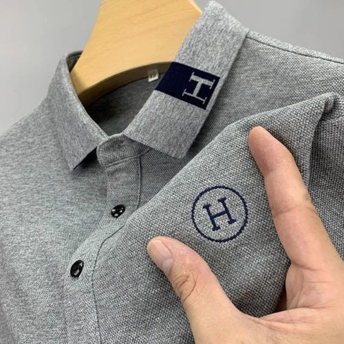 Long-sleeved POLO shirt men's T-shirt lapel embroidery original single foreign trade autumn and winter models young and middle-aged t-shirt tops