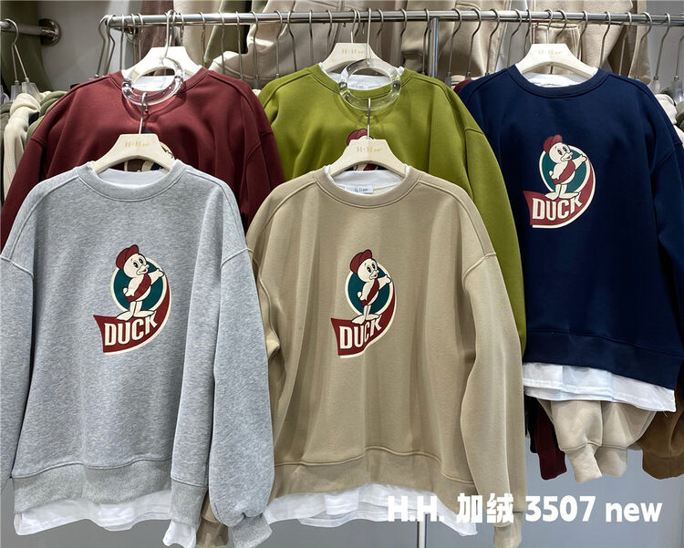 【HH &MISS LAI】Picture printing plus fleece comfortable pullover sweater 3507# L