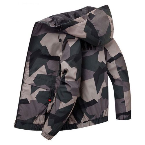 Jacket men's autumn hooded camouflage Korean version spring and autumn trend jacket tooling functional casual autumn and winter plus fleece top clothes