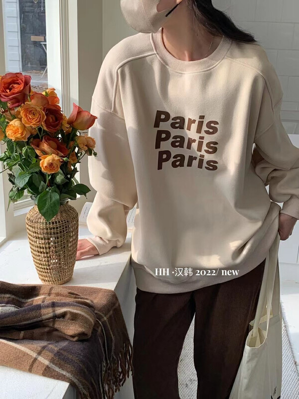 New for winter!【HH &MISS LAI】letter print comfortable fleece sweater W502# L