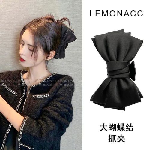 Zhang Yuxin's same style black double-sided bow large clip high-end head hair dish hair shark clip headdress