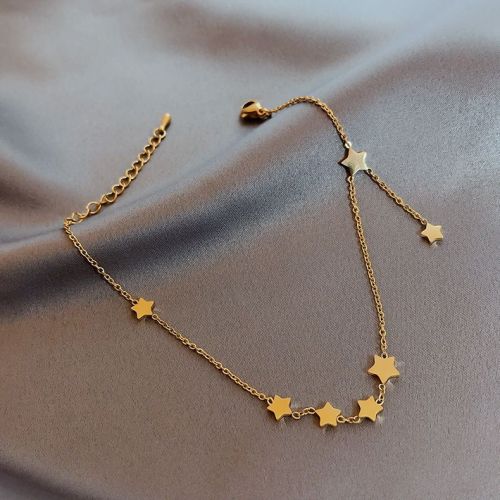 Korean version of the simple starry five-pointed star anklet female personality design sense niche net red jewelry titanium steel does not fade