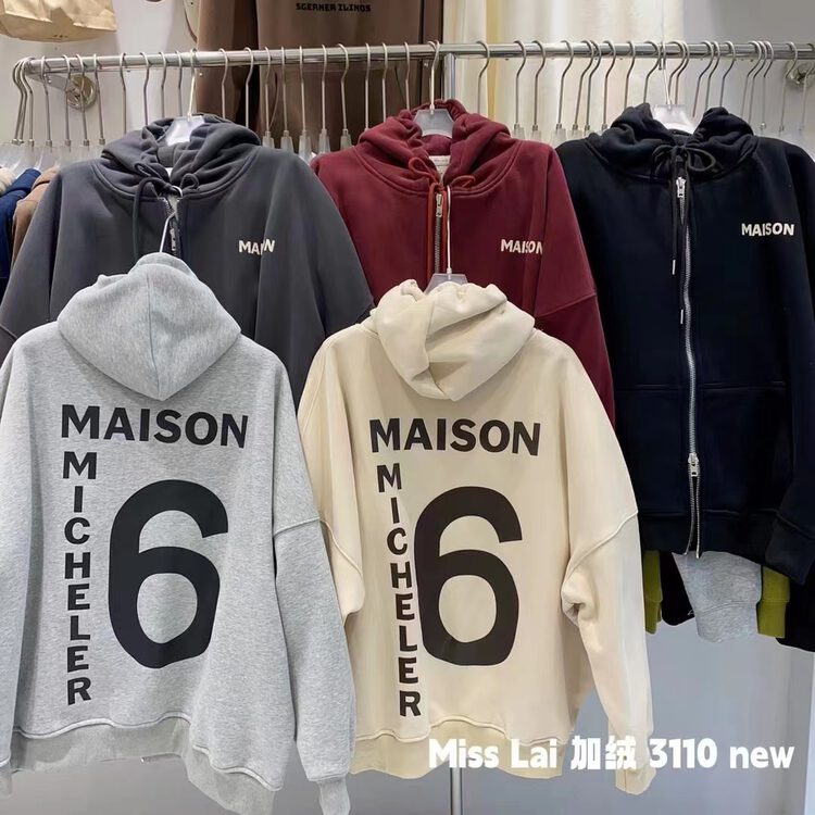 【HH &MISS LAI】Hooded zipper plus fleece comfortable sweater S3110# L