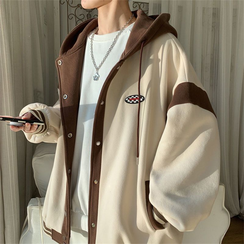 Cardigan jacket men's spring and autumn new sports trend top loose handsome youth couple hooded jacket in spring