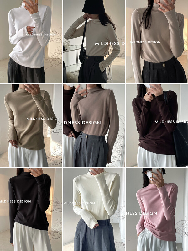 【MILDNESS】Imitation cashmere stand-up collar plus fleece bottoming shirt bottoming shirt D1008