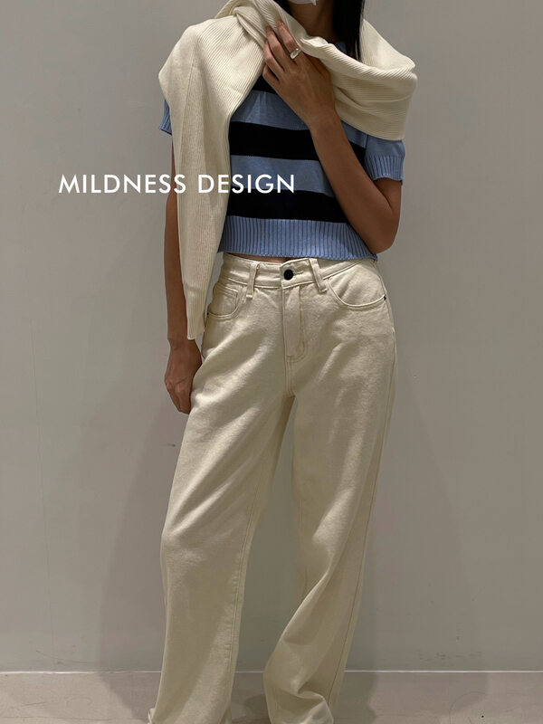 New autumn style!【MILDNESS】Straight high waist slimming jeans 8195# FHX