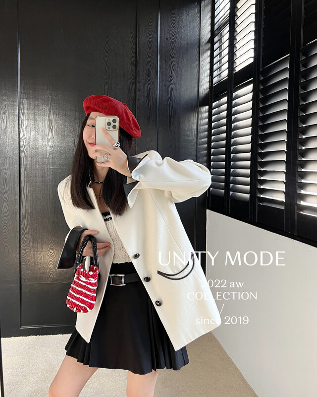 [UNITY] Commuter temperament niche design sense all-match jacket autumn and winter new Chinese style small suit UNF281006# CQW