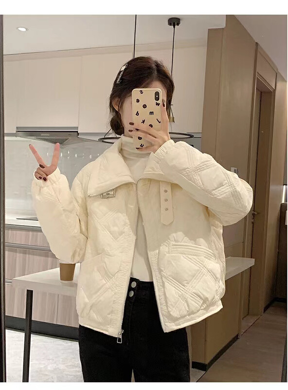 【I-D】Korean version all-match rhombus warm down jacket (with 90% white duck down) Y9051# L