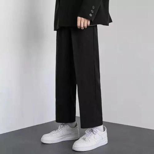 Pants men's  spring and autumn new trendy brand all-match wide-leg pants for boys straight loose casual nine-point pants for men