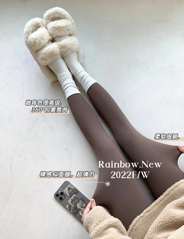 【RAINBOW】Ant waist thickened and velvet sharkskin pants leggings (elastic and thin) 9028# FHX