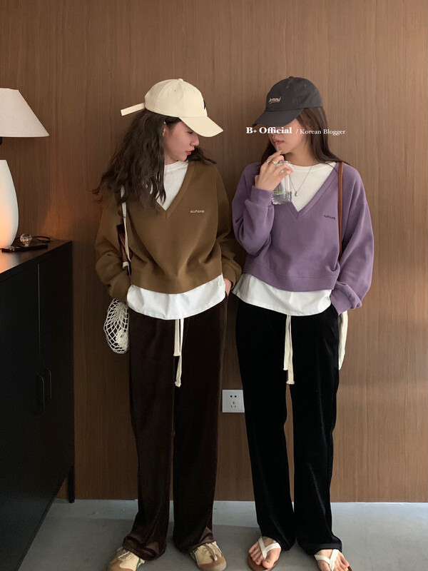 【B Plus】Early autumn simple casual splicing sweater 22-8170-2