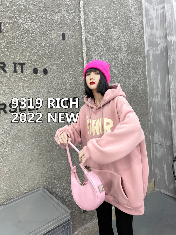 【9319】Northern velvet letter print sweater 15000# L