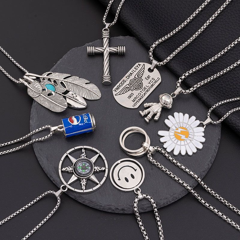 Titanium steel long necklace trendy cool all-match net red sweater chain female hip-hop pendant men's couple accessories ins pendant