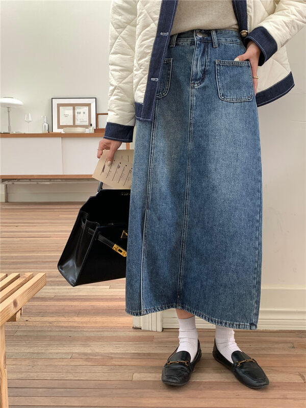 【MEET ME】High Waist Fleece Comfortable and Versatile Slim Skirt 7097# L