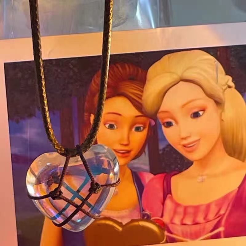 Barbie Castle Diamond Heart Necklace Crystal Love Lucky Necklace Magic Fairy Fantasy Wonderland Same Girl Gift