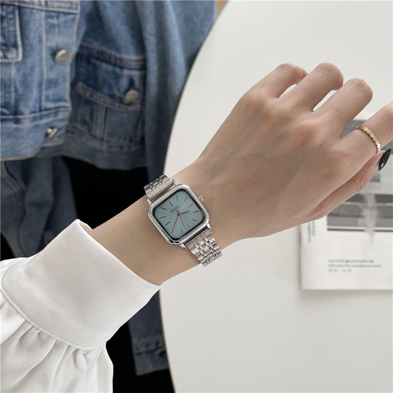 Cold style simple square small dial watch female models students all-match high sense Korean version ladies temperament steel belt watch