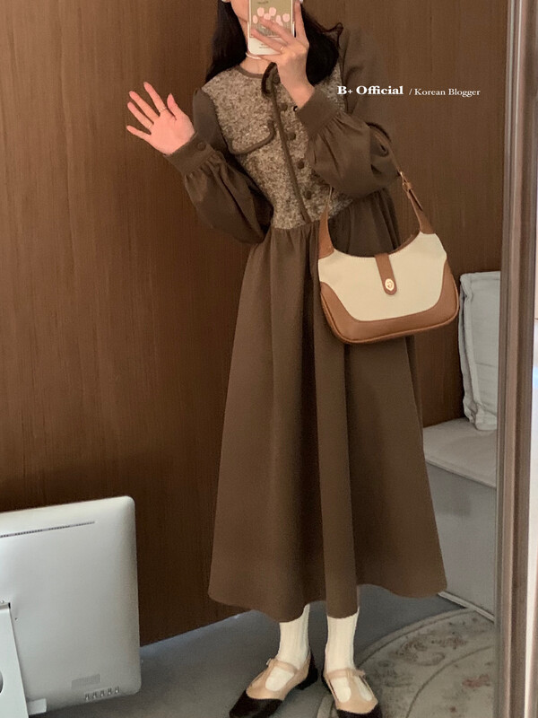 [B Plus] Korean version of fresh literary French nylon dress 22-8519-2
